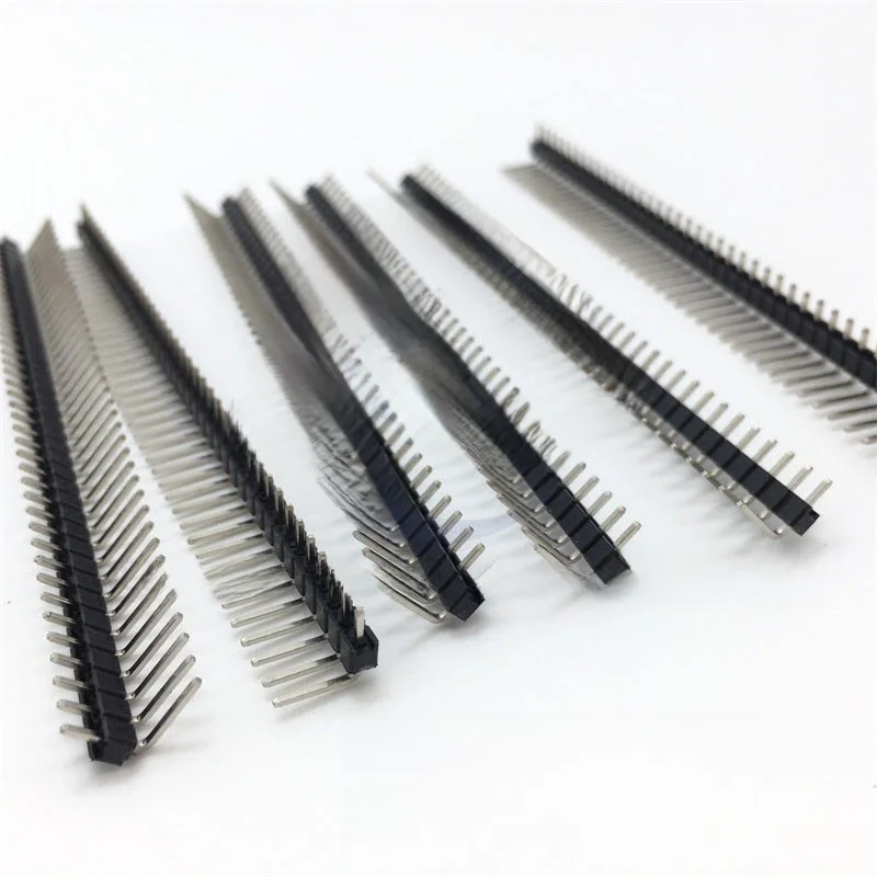 Connecteur d'aiguille mâle à 90 degrés, 1x40 broches, 2.54mm, Angle droit, une rangée de broches, 10 pièces