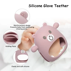 TYRY.HU Baby Teether Gloves Kids Cartoon Bear Teething Silicone Dental Care Gums Anti-eating Hand ​Molar Stick ​Baby Accessorie