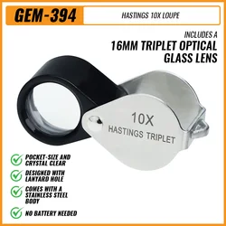 Hasting 10X Loupe Triplet Magnifier Lens Loupe Magnification Tool High Optical Tester W/ Carrying Pouch