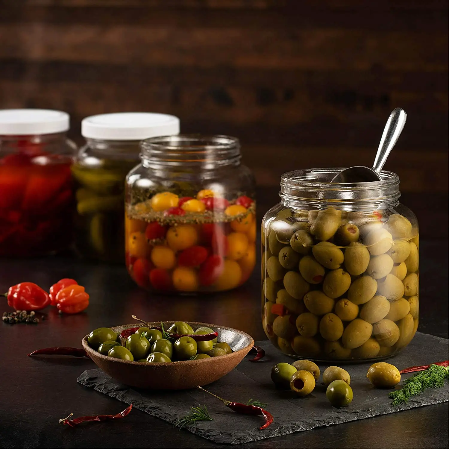 Half Gallon Glass Mason Jar Wide Mouth with Plastic Airtight Lid, Canning Jar for Fermenting, Sun Tea, Kombucha, Dry Food Storag