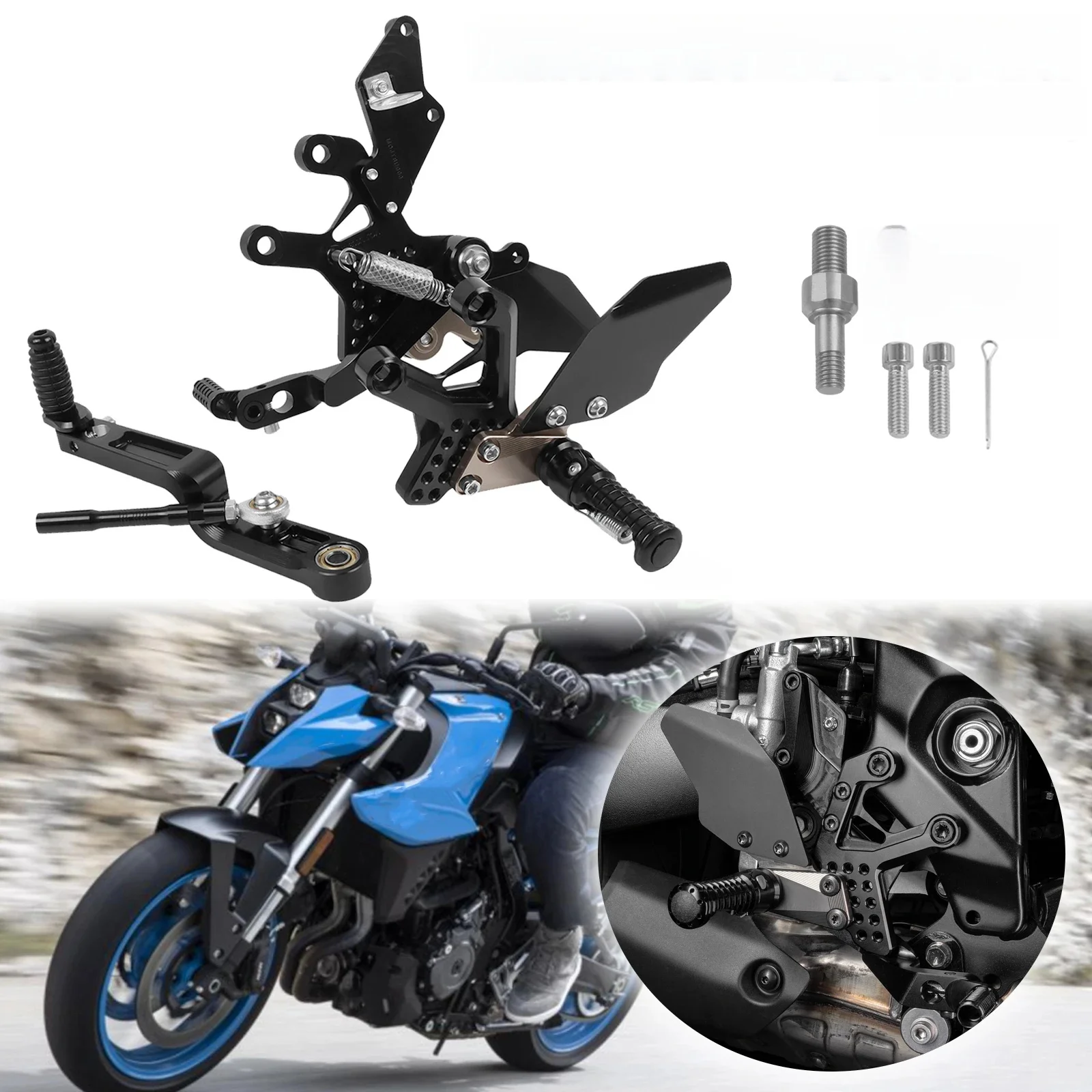 Für Suzuki GSX-8S GSX 8S GSX8S GSX8R 2023-2025 Carbon Faser Fußrasten Hinten Set Fußrasten Pedal fußstütze Ferse Flügel Teller Fußrastenanlage