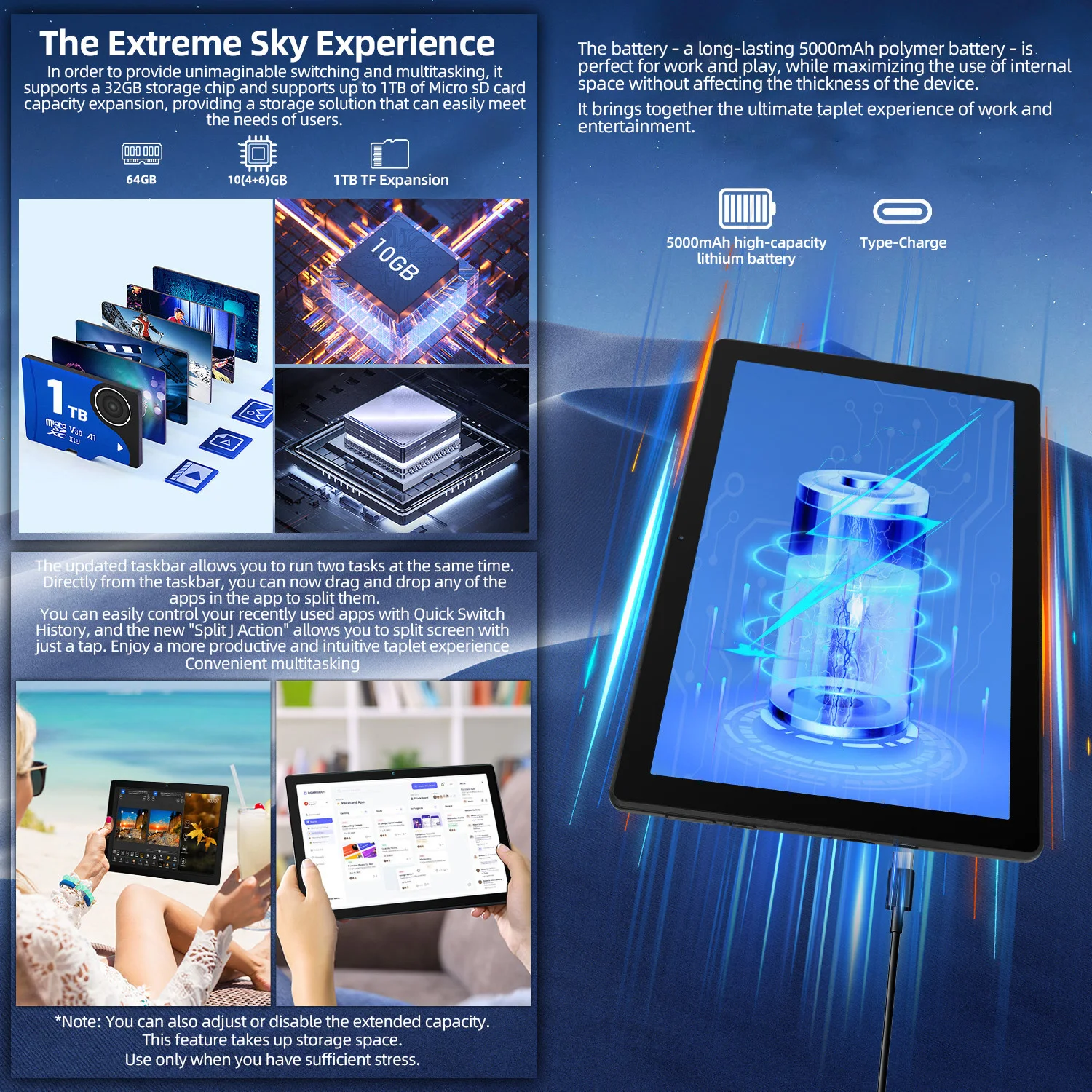 Tablet 10.1 Inch Android 14 Tablet PC, 10GB(3+7) RAM 64GB ROM Octa‑Core Processor, 1280*800 LCD Display, 5000mAh Battery, Only Tablet, For Daily Entertainment Reading Browsing