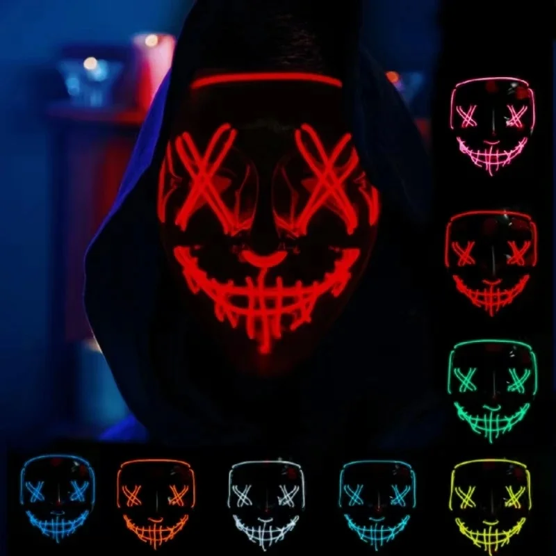 AliExpress REikirc LED Neon Cosplay Masks Halloween Mask Costume Masquerade Party Horror Mask Light Glow in the dark Funny Mask