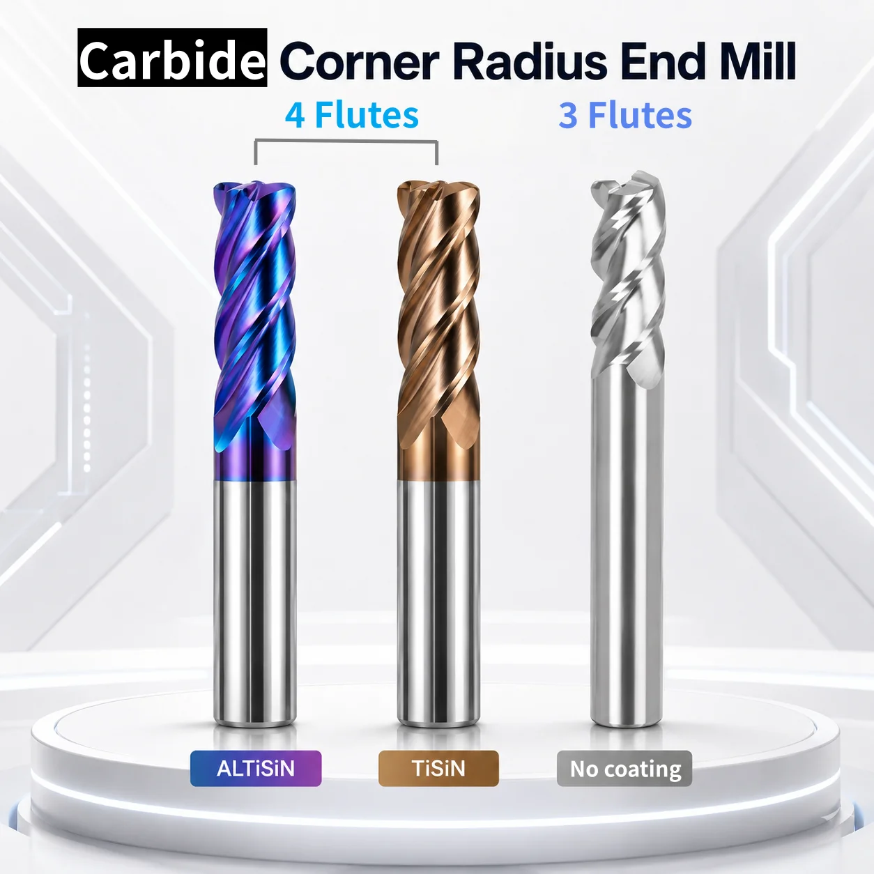 XUHAN Corner Radius End Mill CNC R Bullnose Cutter Tungsten Carbide Steel Metal Router Tool 3 4 Flutes R0.5 R1 Surface Machining