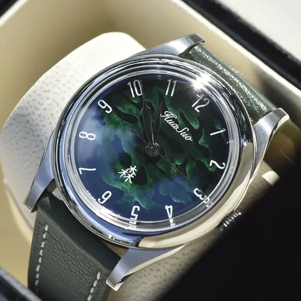 

HUASUO 38mm Lacquered Dial PT5000 Automatic Watch 316L Stainless Steel Sapphire Double Domed Water Resistant 5Bar Men Watches