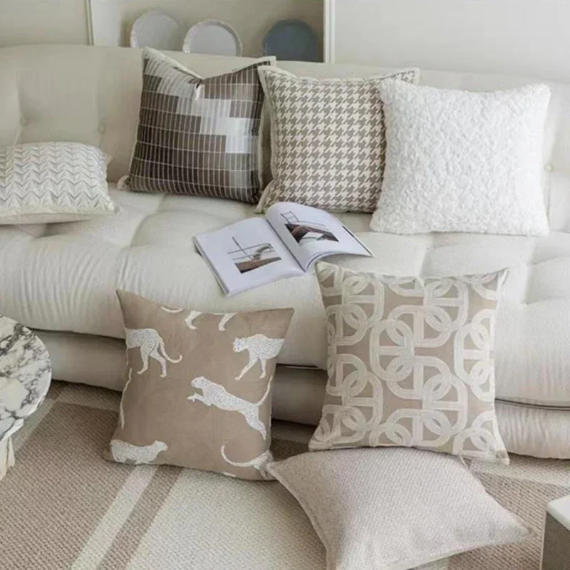 Nordic Haferflocken Licht Luxus Kissen bezug geometrische Jacquard Kissen bezüge dekorative moderne