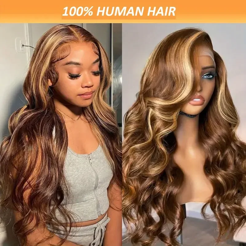P4/27 Highlight Wig Human Hair Body Wave Lace Frontal Wig Colored 13x6 Lace Frontal Wig Honey Blond Lace Front Human Hair