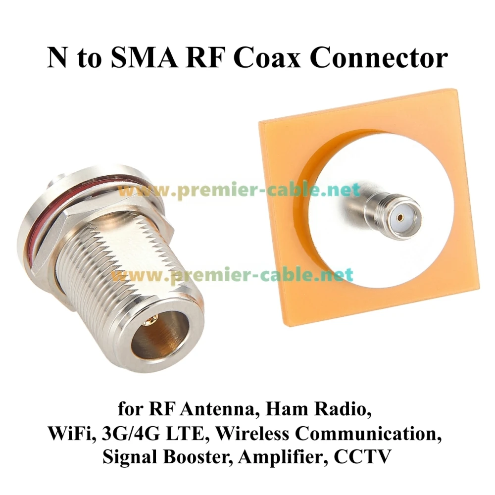 N-Buchse auf SMA-Buchse Adapter, Schottwandmontage, 50 Ohm, verlustarmer N-zu-SMA-HF-Koaxialstecker für Antennen, WLAN, 4G/5G LTE – Detail 5