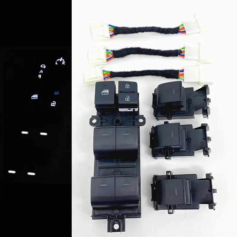 Wit Verlichte Led Power Enkele Raam Schakelaar Voor Toyota Yaris Cross Sienna Rav4 Chr Corolla 2023-2024 Backlight upgrade 1-4 Stuks - afbeelding 2