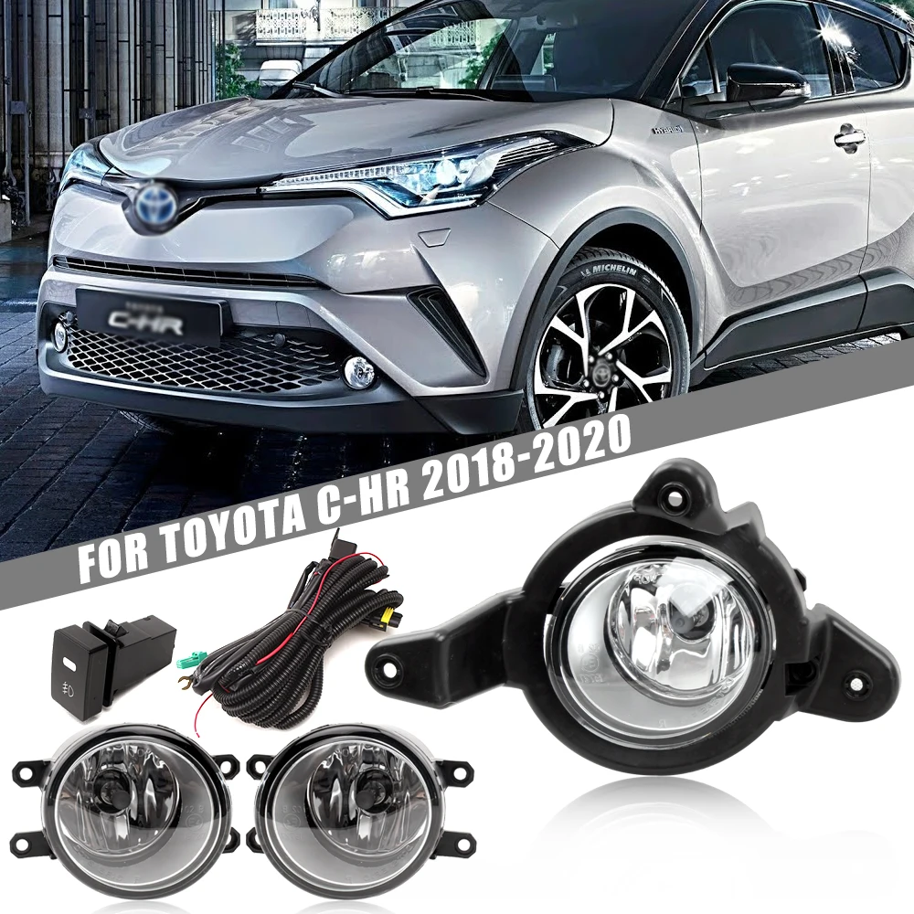 

Front Bumper Fog Lamp Upgrade Kit FOR Toyota CHR 2018 2019 2020 Version Additional Foglight Set Switch + Wiring