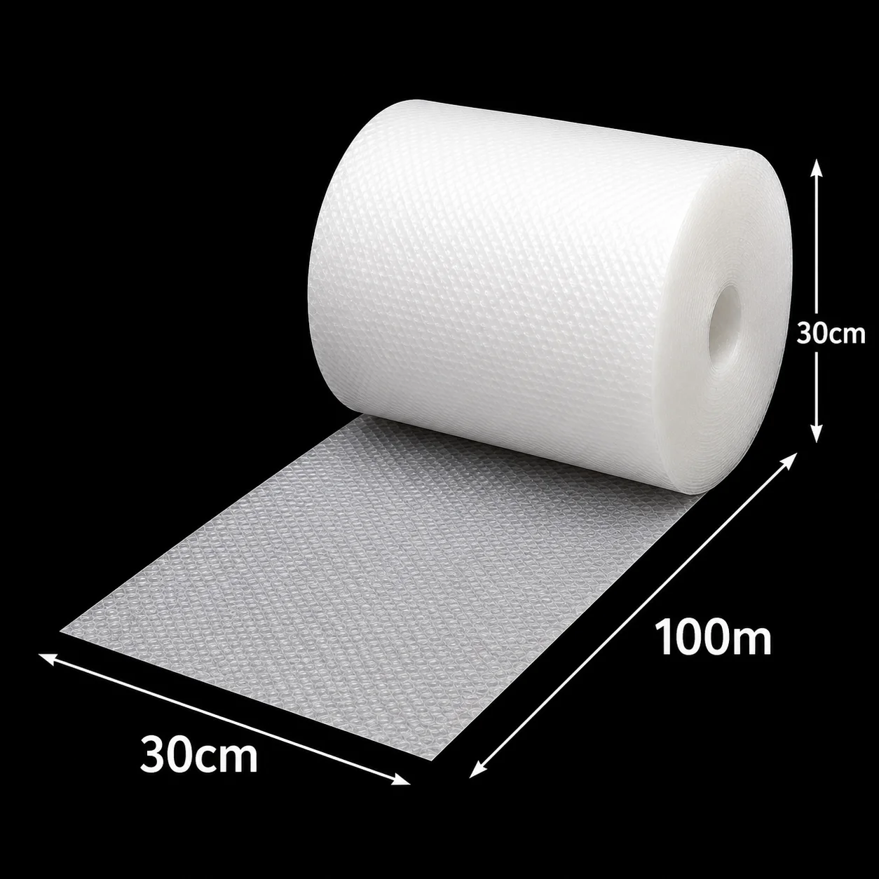 Luftpolsterfolie 30 cm x 100 m – Stoßdämpfende Blasenfolie für Umzug, Versand & Verpackung – Wiederverwendbar