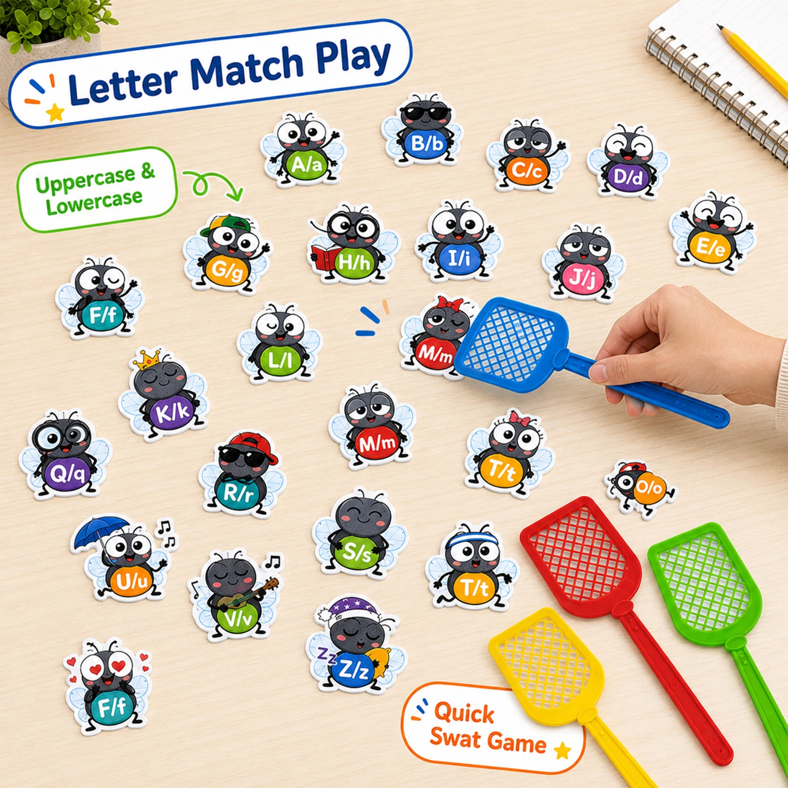 Alphabet Recognition Felt Cards, Interactive Classroom Learning Activity, English Learning Aid, Back-To-School Essential