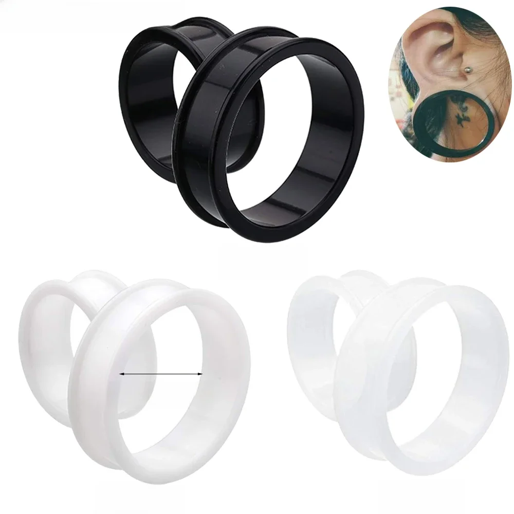 2 szt. Supersize elastyczny silikonowy podwójny rozszerzany tunel do uszu zatyczka do przekłuwania uszu Flesh tunel Ear Gauge Expander nosze Piercing — zdjęcie 2