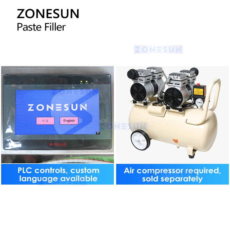 Zonesun ZS-DTGT900U2 วางฟิลเลอร์ของเหลวหนาเครื่องบรรจุโลชั่นผงซักฟอกบรรจุอุปกรณ์โรตารีกลีบปั๊ม