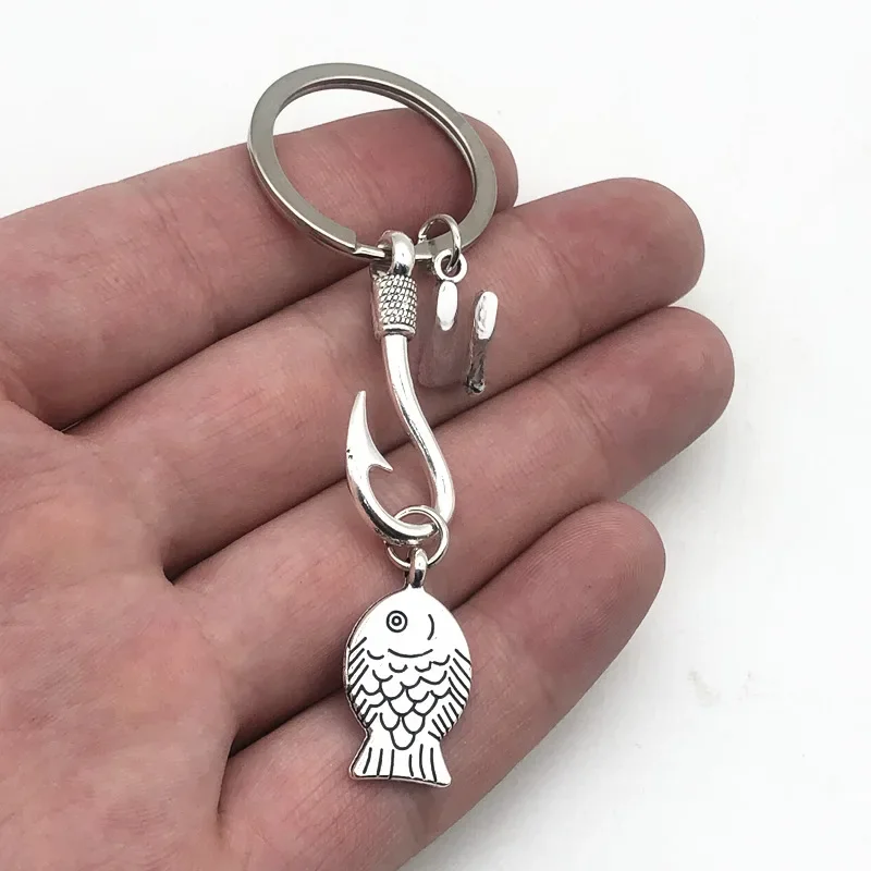 Mode 26 lettre hameçon pêcheur porte-clés passionné de pêche porte-clés pendentif porte-clés cadeau amical