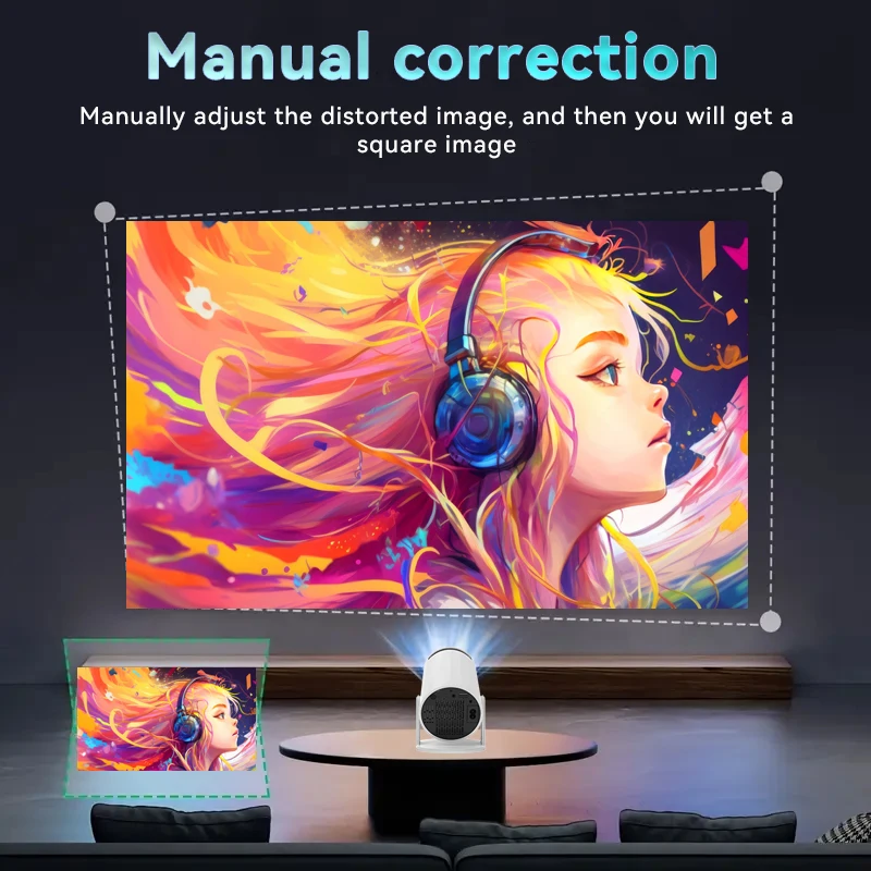 Brand New 4K Hd Smart Projector, Portable Android Projector, Multi-Angle Rotating Bracket + Automatic Trapezoidal Correction, Home Office Camping All-Round Adapter, Wifi / Bluetooth Dual Connections