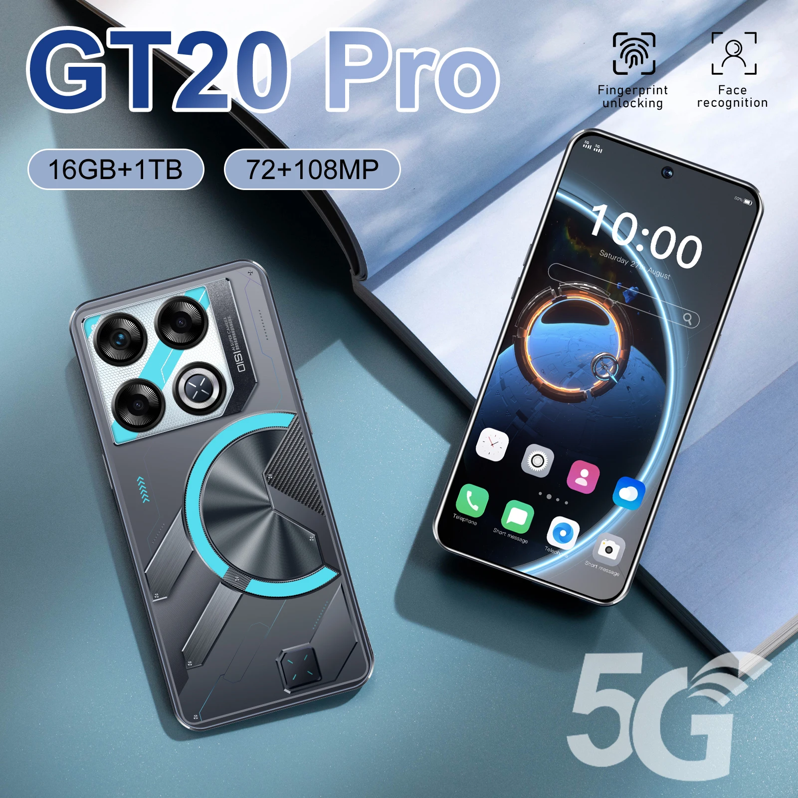 

2025 New GT20 Pro Smartphone 7.3 inch Full Screen 4G/5G Cell Phone 16TB+1TB 7800mAh Mobile Phones 108MP Global Version Celulares