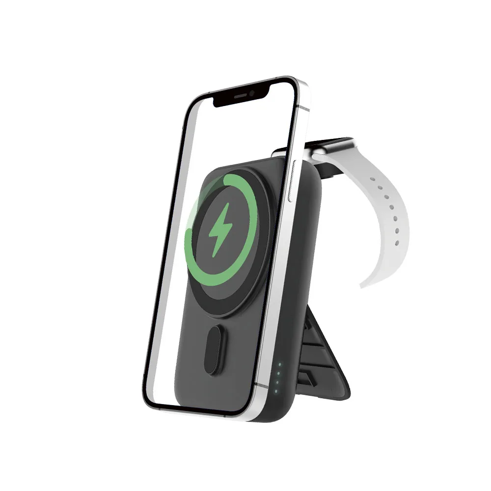 2IN1 Mac safe magnetic auxiliary battery 5000mAh (Smart Watch Charging/Apple Watch & Galaxy Watch compatible/Wireless charging/Portable)