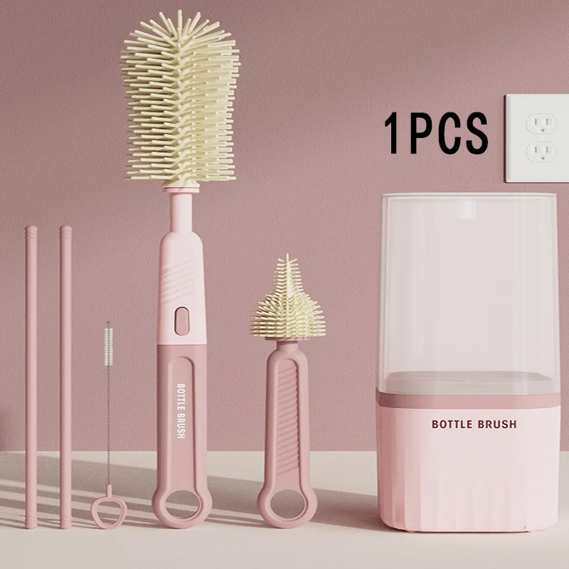 Conjunto de escova de garrafa de silicone multiuso-livre BPA, dobrável, para mamadeiras, copos, canudos, adequado para viagens, máquina de lavar louça Sa