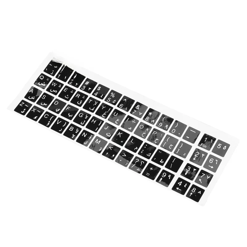 Weiße Buchstaben Arabisch Englisch Tastatur Aufkleber Aufkleber Schwarz für Laptop PC
