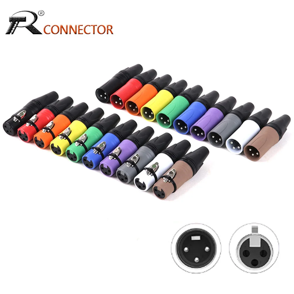 56pcs/28sets 3Pin XLR Female Jack+Male Microphone Plug 3Poles XLR Socket Audio Speaker Plugs Wire Connector 10 Colors available