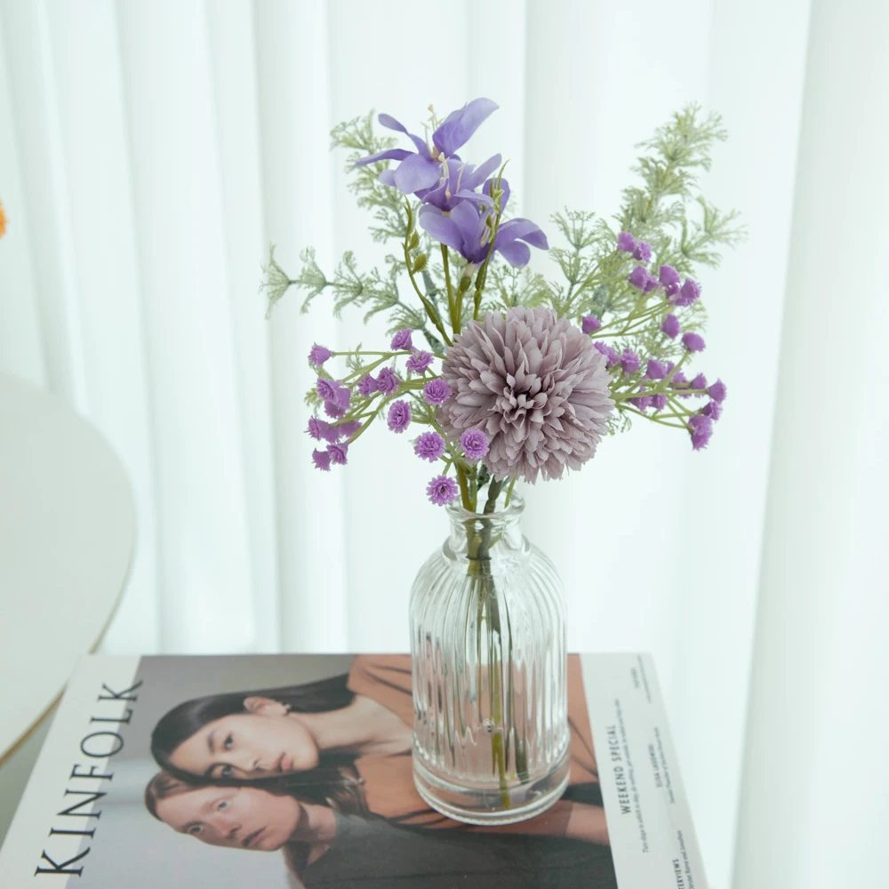 Purple Campanula Harmony Flower + Sara vase silk flower bouquet mini bouquet