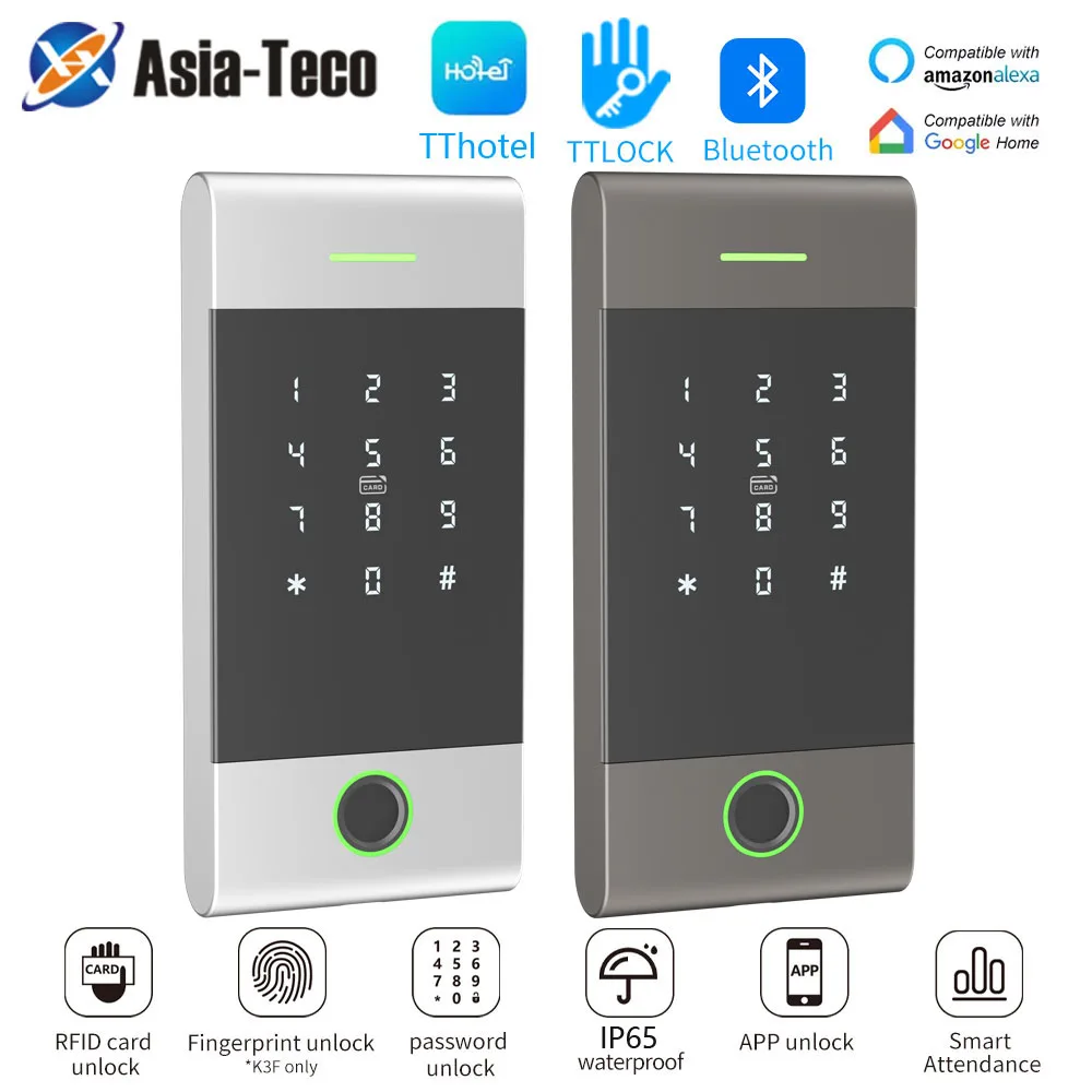 Bluetooth Fingerprint Access Controler Waterproof RFID IC TTLOCK Keypad App Unlock Door Opener Devices for Access Control System