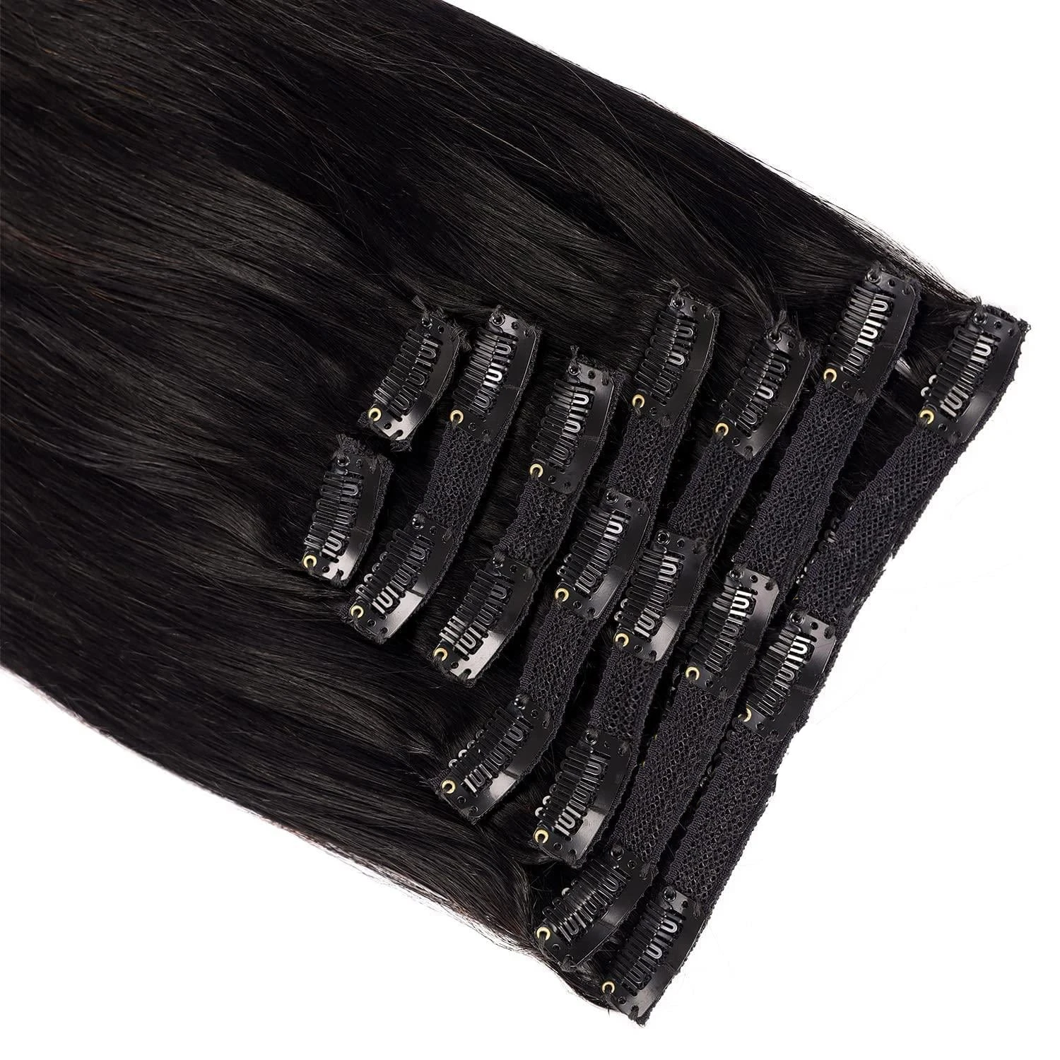 Straight Clip in Hair Extensions 100% Human Hair Natural Black 1B 613 Color 8 pcs/Pack Clip in Extensions Salon-Grade Quality
