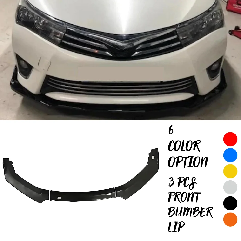 3 Pcs Front Bumper Lip For Toyota Corolla 2015-2017 Body Kit Car Accessories Spoiler Splitter DiffuserFlap Sport Bumper Exterior