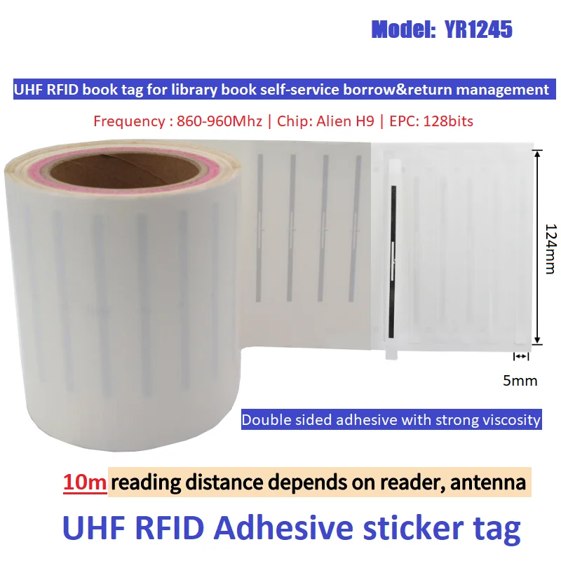 Adesivo embutido úmido RFID UHF |   EPC Gen2 ISO18000-6C |   Etiqueta adesiva de longo alcance do chip U8 / Alien H9 / Impinj M730