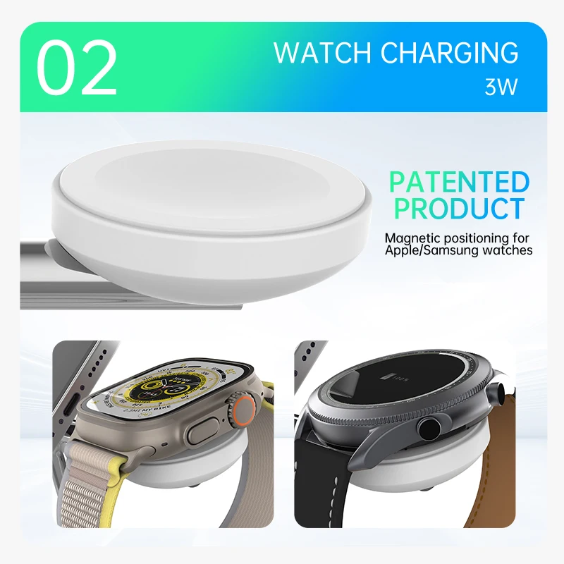 QI2 3 in 1 Magnetic Wireless Chargers For iPhone 16 15 14 13 12 Fast Charging Station For Apple Watch Airpods 2 3 4 stand - náhled 5