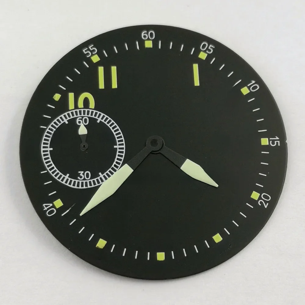 39mm sterylna czarna tarcza zegarka + wskazówki zegarka Fit eta 6497 Sea gull st36 części do zegarków — zdjęcie 2