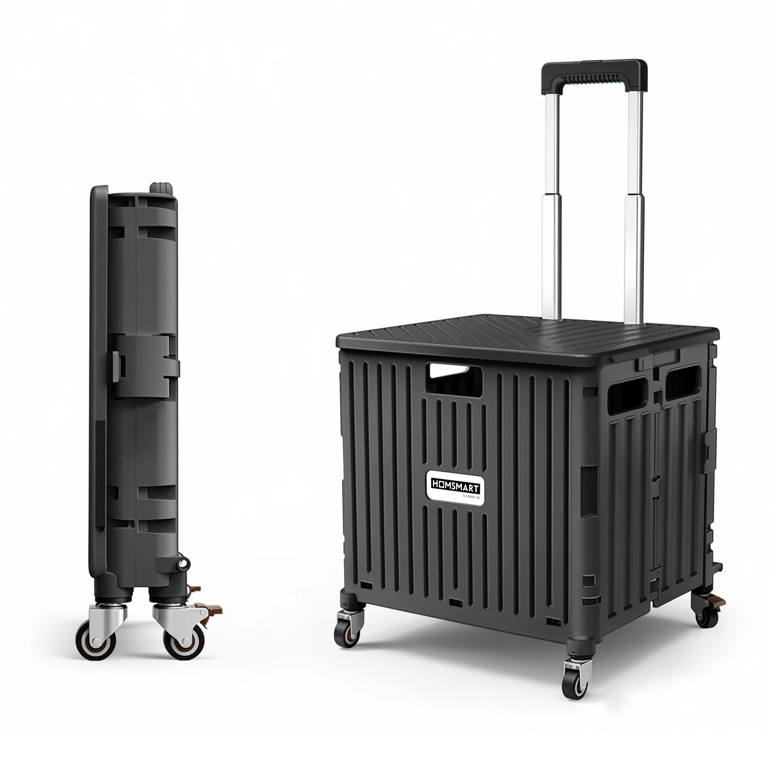 

Viviendo Foldable 65L Rolling Shopping Cart, Black