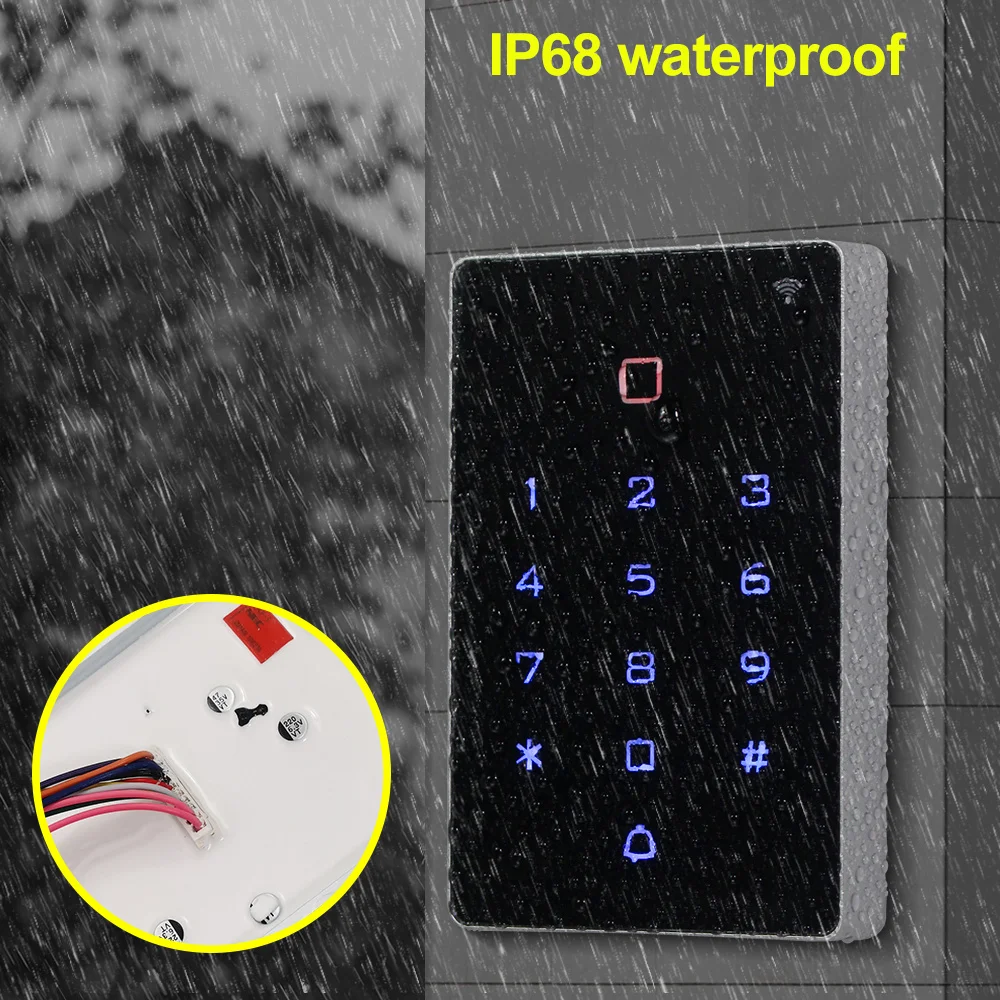 WiFi Tuya APP Access Control Keypad Waterproof RFID Keyboard Controller Reader Touch Backlight Door Opener WG26 Output Alarm