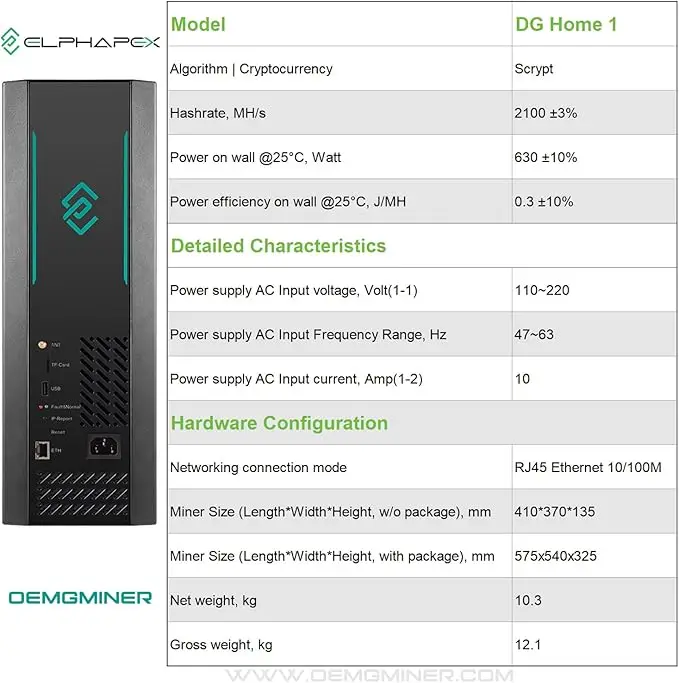 اشترِ 6 واحصل على 3 مجانًا ElphaPex DG Home 1 LTC DOGE BEL Miner 2.1GH/s 630W Home ASIC Ship JanElphaPex DG Home 1 LTC DOGE BEL Miner 2