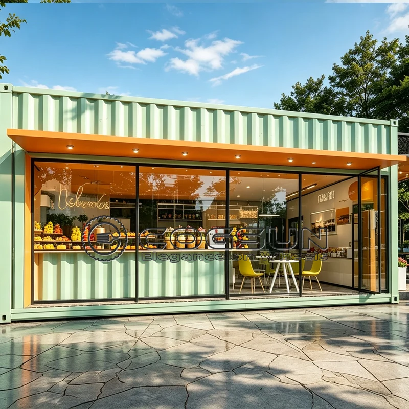 

COGSUN Modern Container Cafe Portable Restaurant Kiosk Prefab Modular House Mobile Bar Shop Outdoor Convenience Store