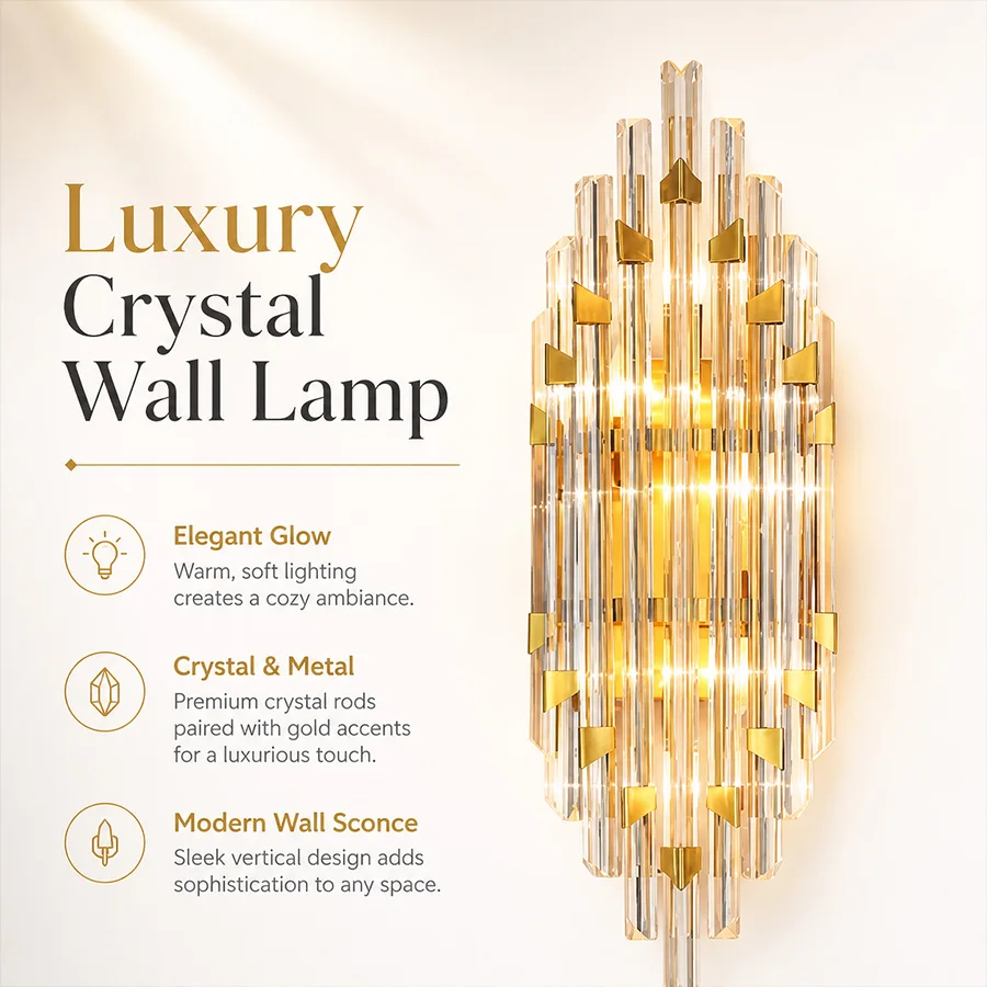 

Crystal wall sconces for living rooms, villa accent wall lights, luxury wall sconces for hotel banquet halls