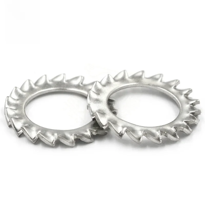 Joint de rondelle de verrouillage dentelé à dents externes en acier inoxydable 50/100X M2.5 M3 M4 M5 M6 M8 M10 M12 GB862.1 DIN6798A A2 304
