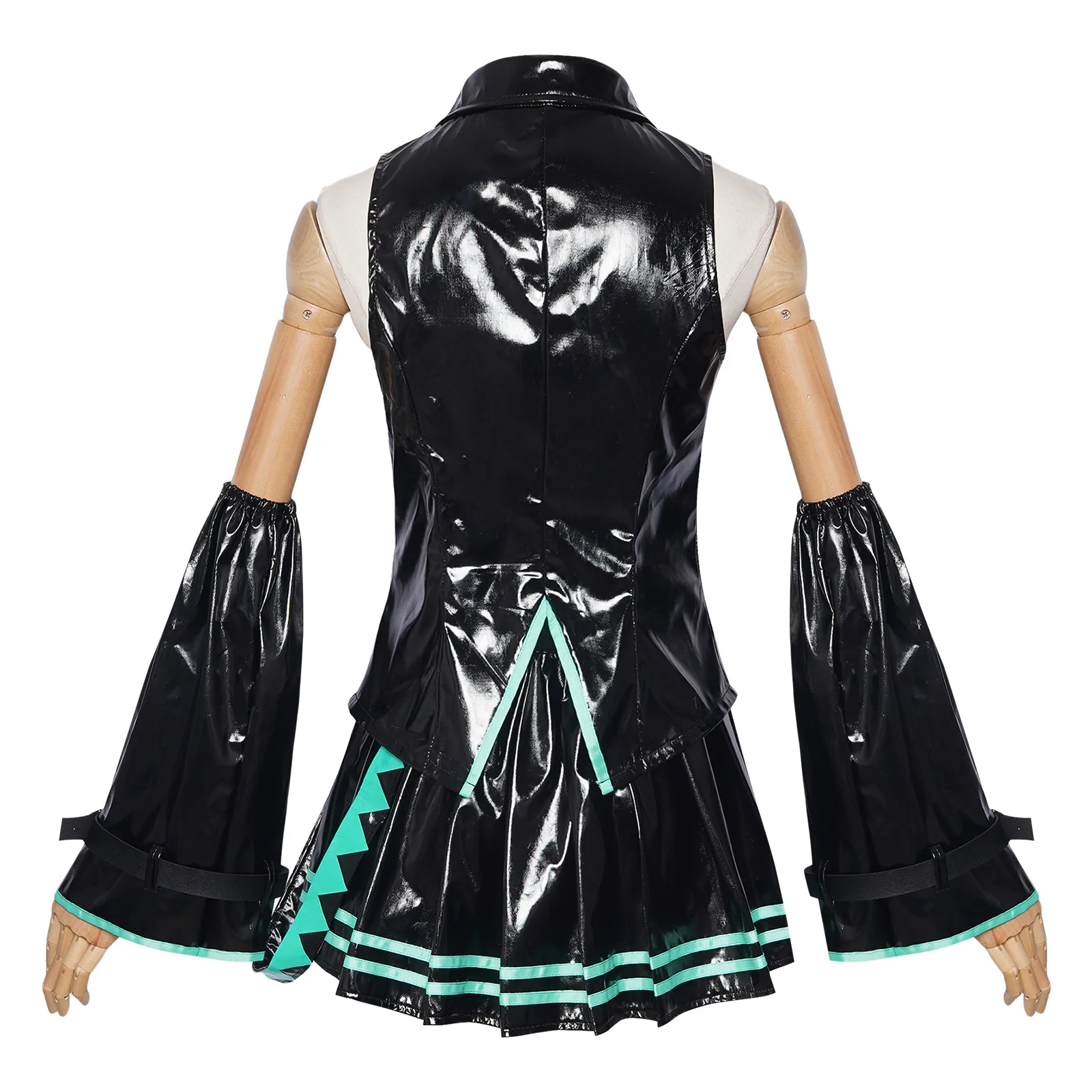2025 miku 16th aniversário cosplay traje feminino vestido de couro patente alta qualidade anime role play conjunto