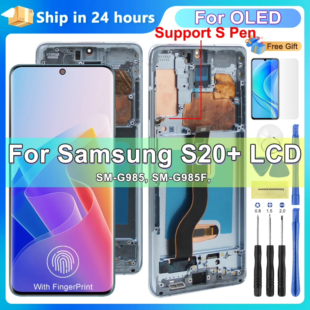 

6.7" AMOLED LCD For Samsung Galaxy S20 Plus Display, For Samsung S20+ G985F/DS G986B Display Touch Screen With Frame Assembly