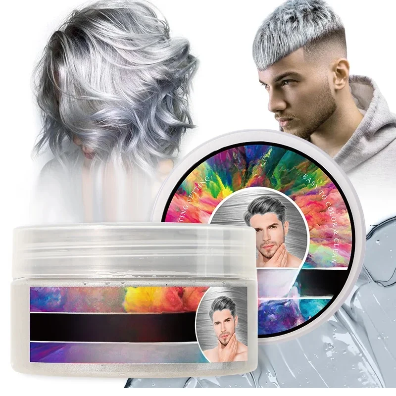 100ml argent gris cheveux coloration produit jetable cheveux colorant cire style naturel cheveux fort Gel crème cire bâton cheveux pommade pour