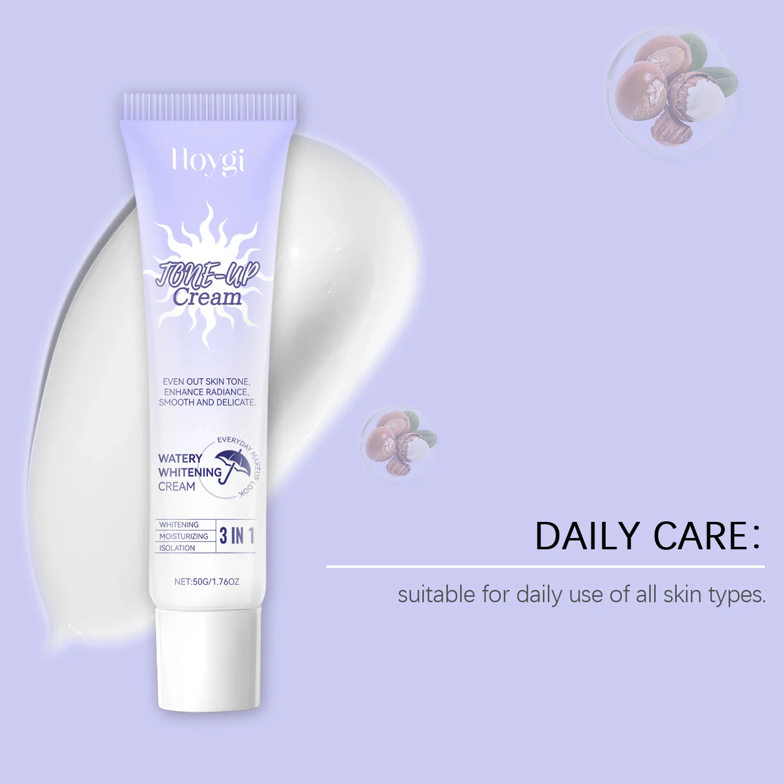 Hoygi-crema de base facial acuosa, mejora el brillo de la piel, hidratante, cobertura perfecta, Reduce la sequedad, crema de base facial brillante