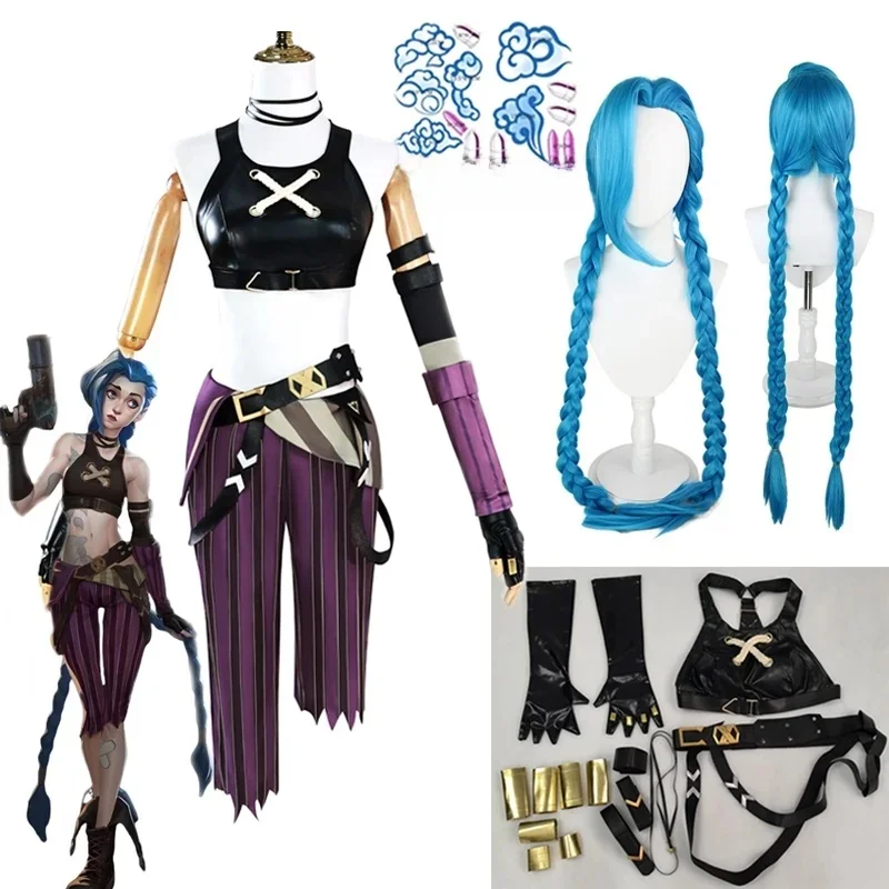 Arcane Seizoen 2 League of Legends LOL Arcane Jinx Halloween Cosplay Kostuum Loli Outfit Halloween Kerstcadeau Cos Conventie - afbeelding 2