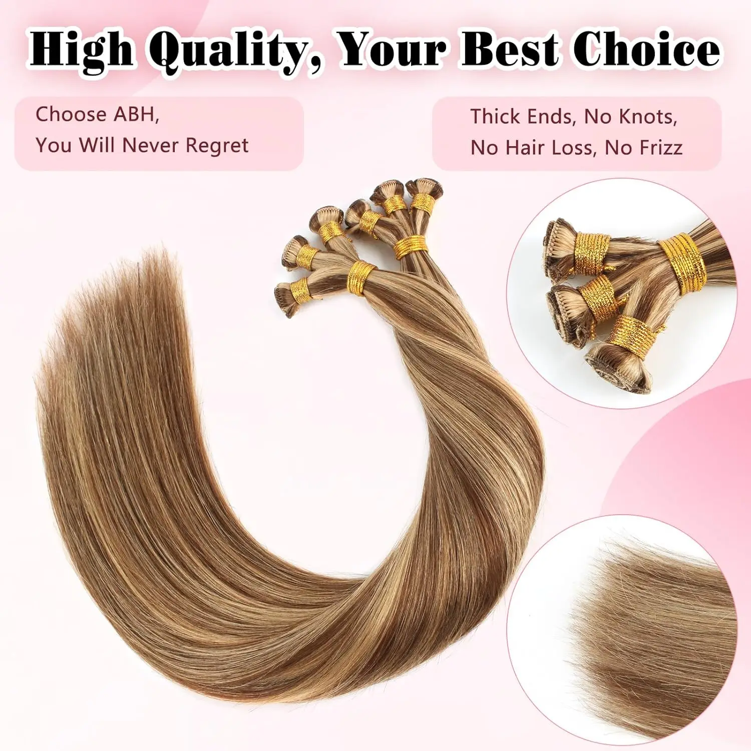 Sixstarhair Hair Extensions Sew In Extensions 50G 3Pieces 18'20' Hand Tied Weft Extensions Real Remy Human Hair For Women - Image 3