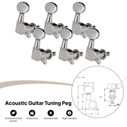 6pcs Ankle Keys Tuning Head Peg Mechanical 6R Retro Zinc Alloy for Electric Acoustic Guitar - Silver