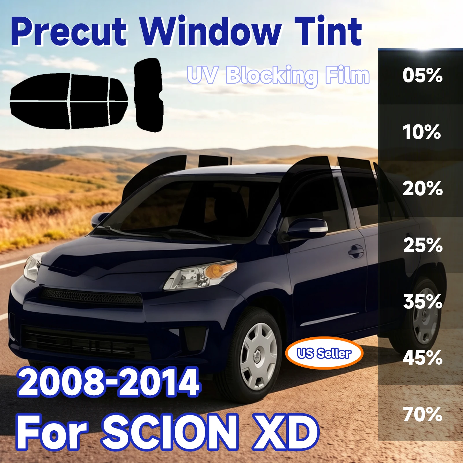 

Pre Cut Car Tint for SCION XD 2008-2014 Side Window Sunshade UV-IR Block Heat Front Rear Windshield Protector Films