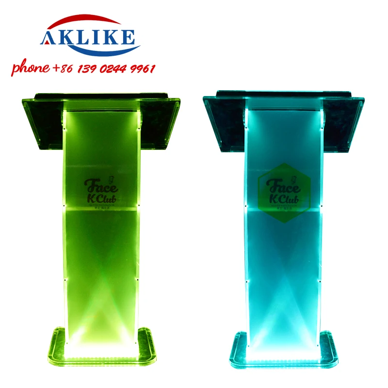 Modern Acrylic Pulpit Led Light Podium Standing Clear Lectern Church Speaker Platform  Rostrum Free Shipping