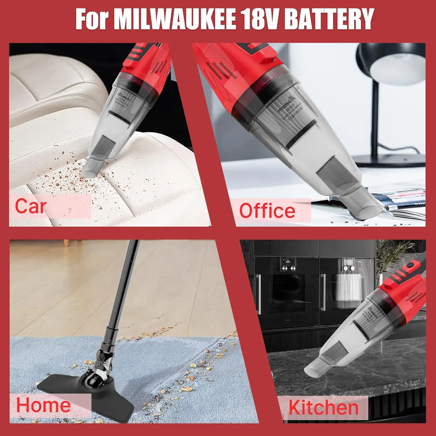 Aspirateur de détermination sans fil, dépoussiéreur portable à haute aspiration pour voiture et maison, batterie Milwaukee 18V