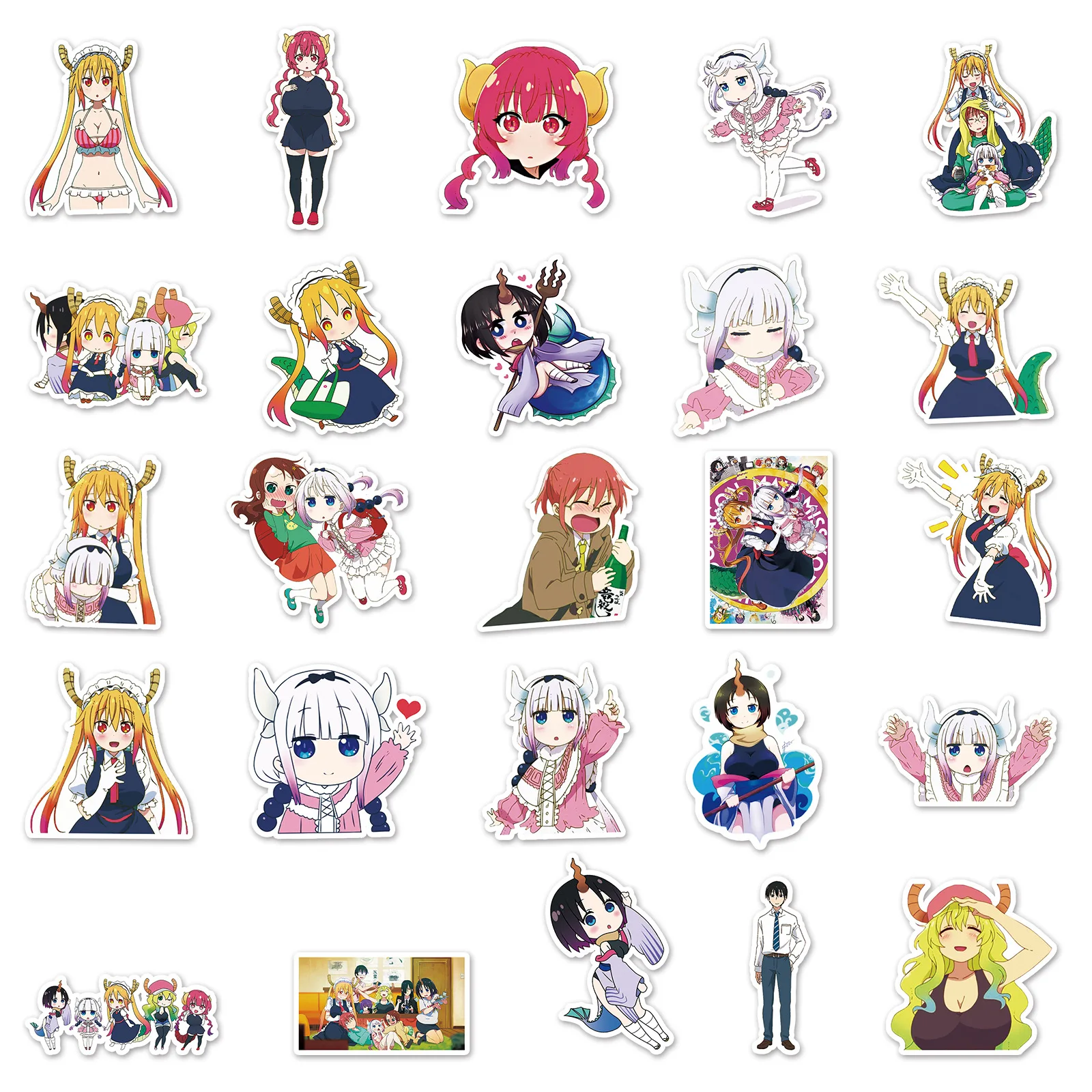 10/30/50PCS Miss Kobayashi\'s Dragon Maid Sticker Kawaii Anime Graffiti Decals Sticker DIY Phone Stationary Suitcase Skateboard