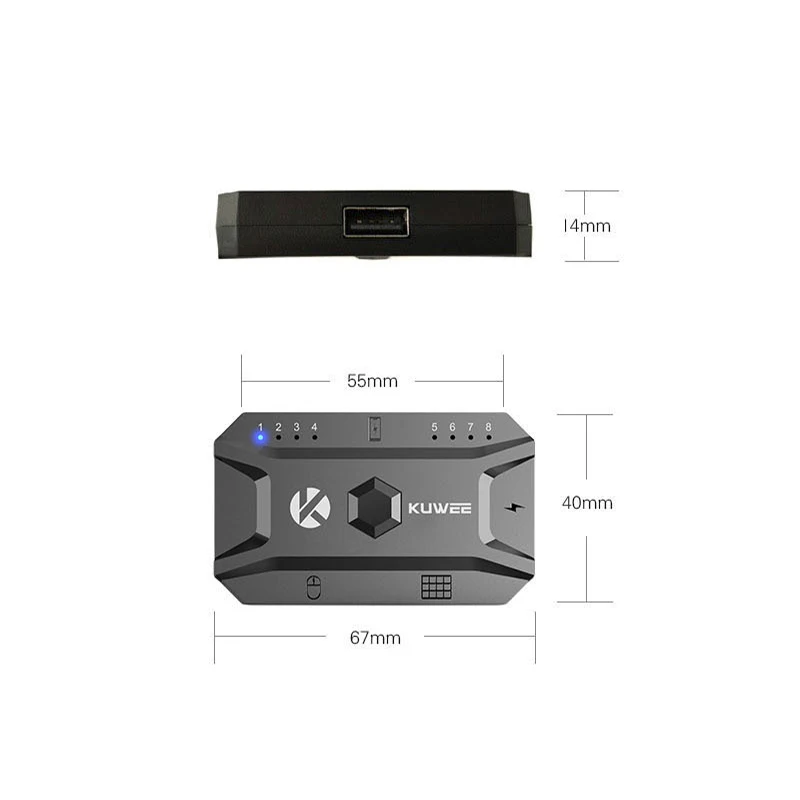 Bluetooth Hub USB 5.0 Converter Wired Keyboard And Mouse to Wireless usb hub Adapter Support 8 Devices For Tablet,Laptop,Mobile